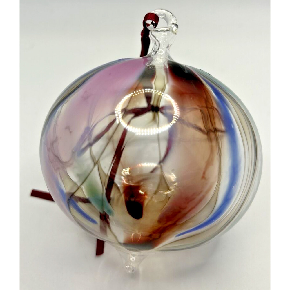 Vintage Art Glass Twisted Blue Purple Green Maroon Ornament U257/12